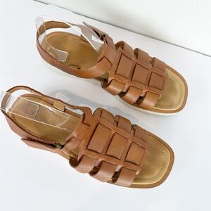 Madewell Fisherman Flatform Sandal English Saddle Brown Leather Size 9.5